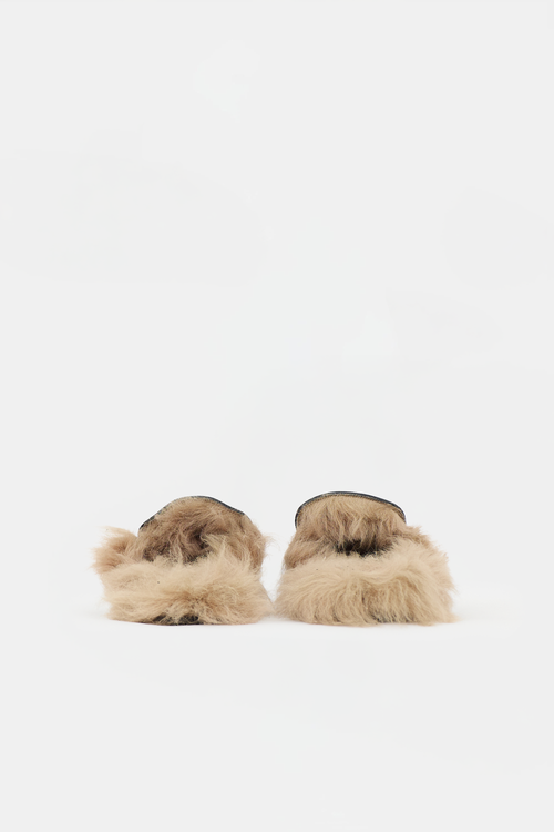 Gucci Leather & Fur Patch Princetown Mule