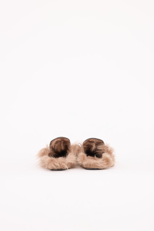 GucciLeather & Fur Princetown Mules