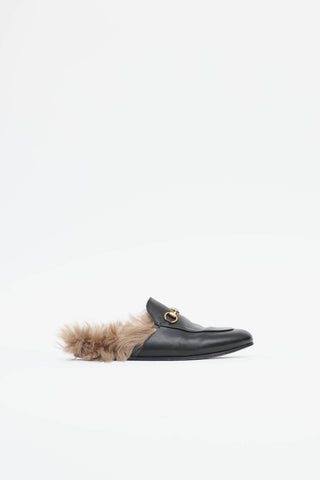 Gucci Leather & Fur Princetown Mule