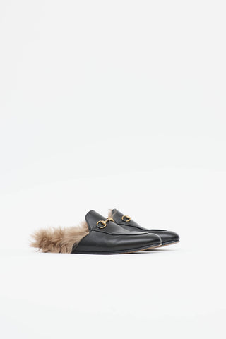 Gucci Leather & Fur Princetown Mule