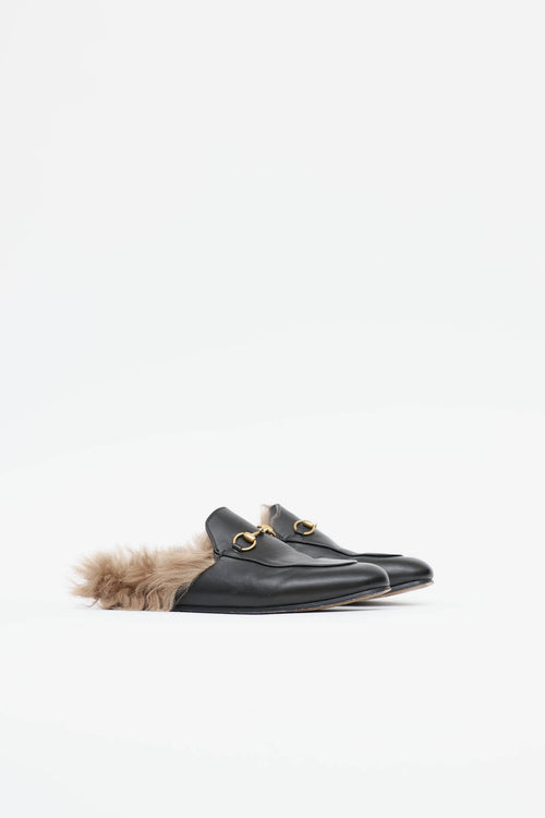 Gucci Leather & Fur Princetown Mule