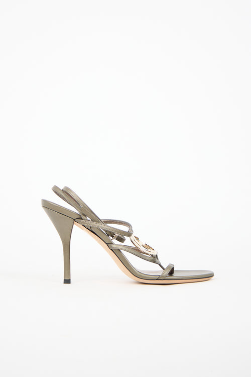 Gucci Metallic Leather GG Sandal