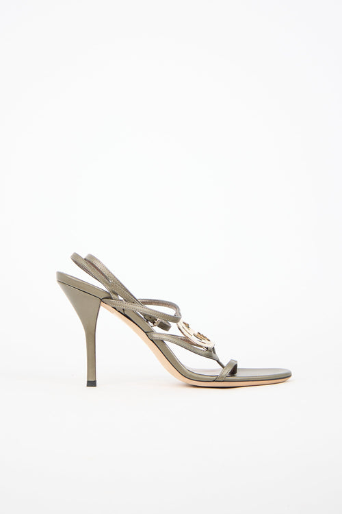 Gucci Metallic Leather GG Sandal