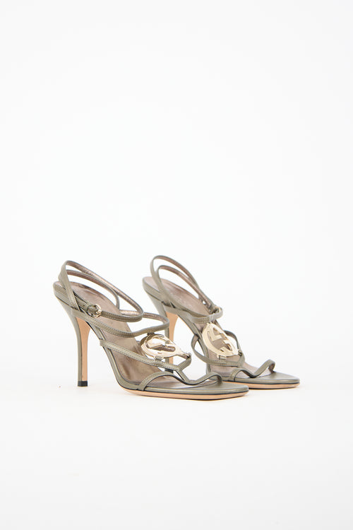 Gucci Metallic Leather GG Sandal