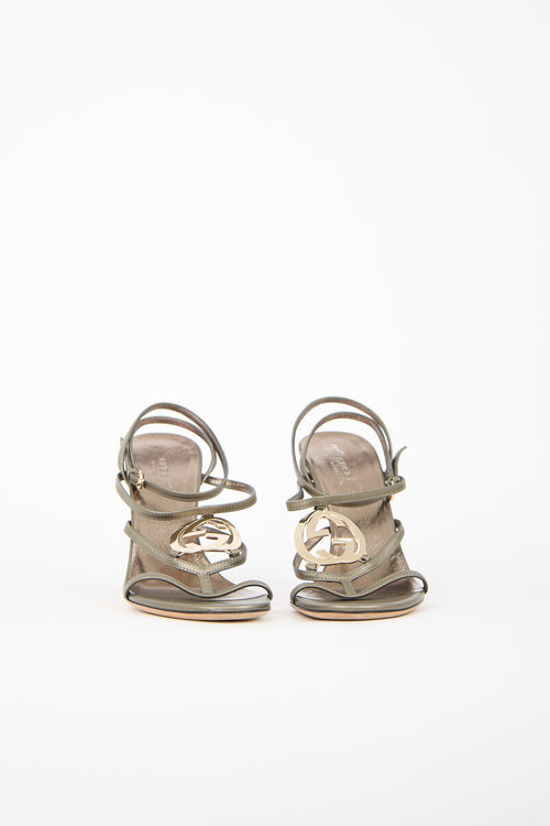 Gucci Metallic Leather GG Sandal