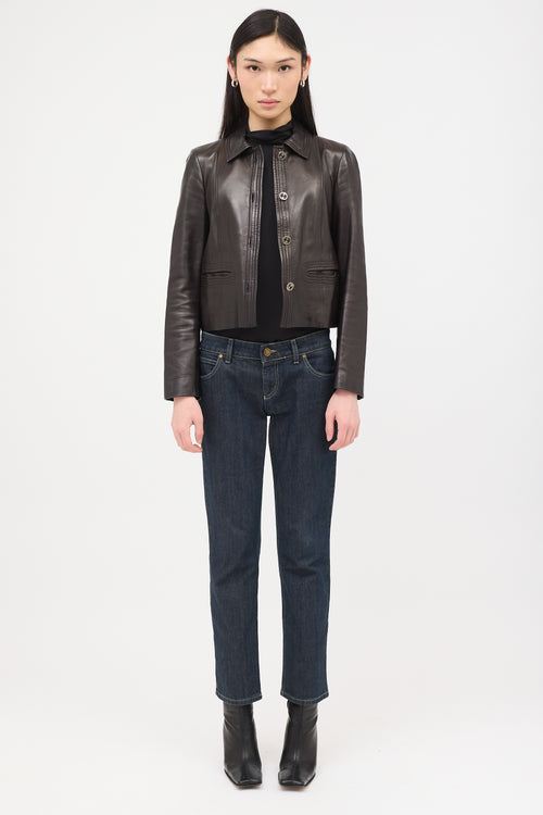 Gucci Vintage Leather GG Jacket