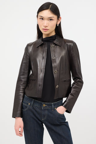 Gucci Vintage Leather GG Jacket