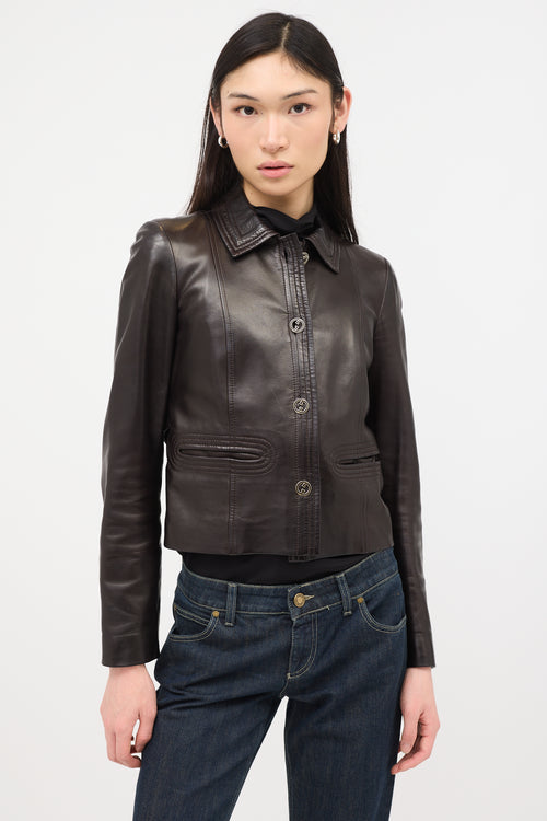 Gucci Vintage Leather GG Jacket