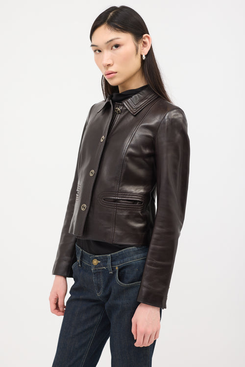Gucci Vintage Leather GG Jacket