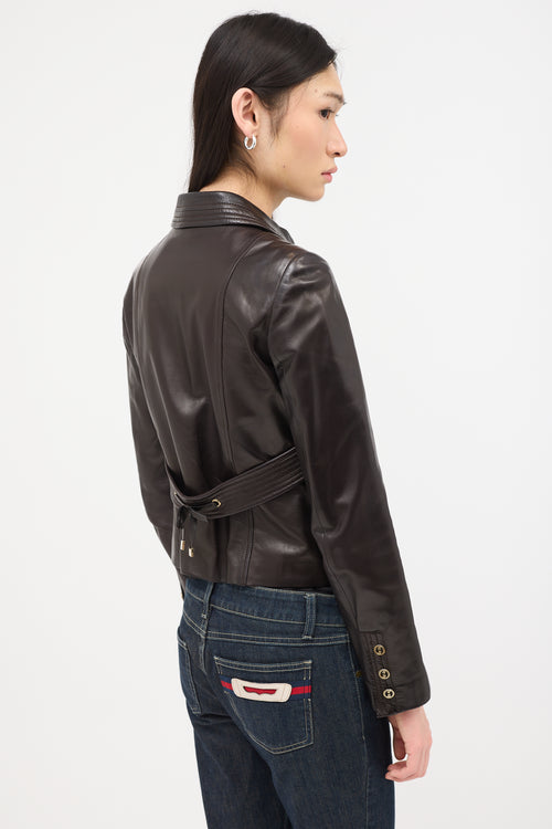 Gucci Vintage Leather GG Jacket