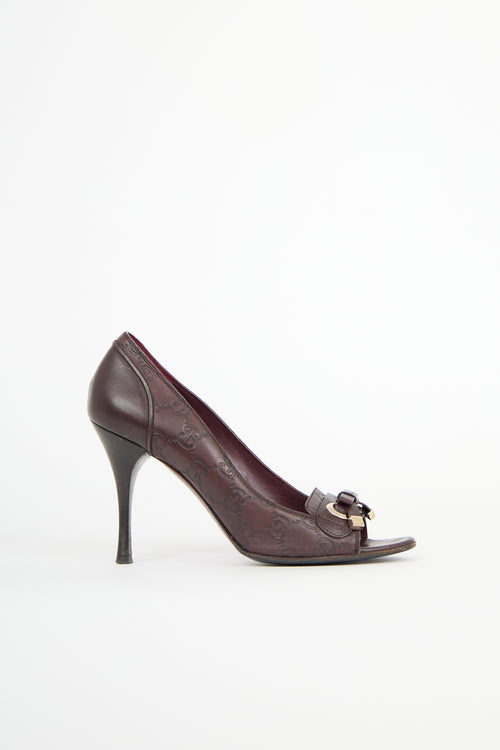 Gucci Leather Guccissima Bow Pump