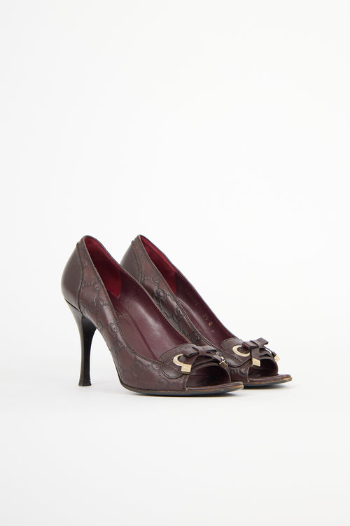 Gucci Leather Guccissima Bow Pump