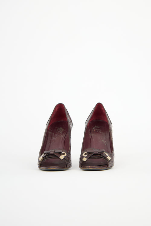 Gucci Leather Guccissima Bow Pump