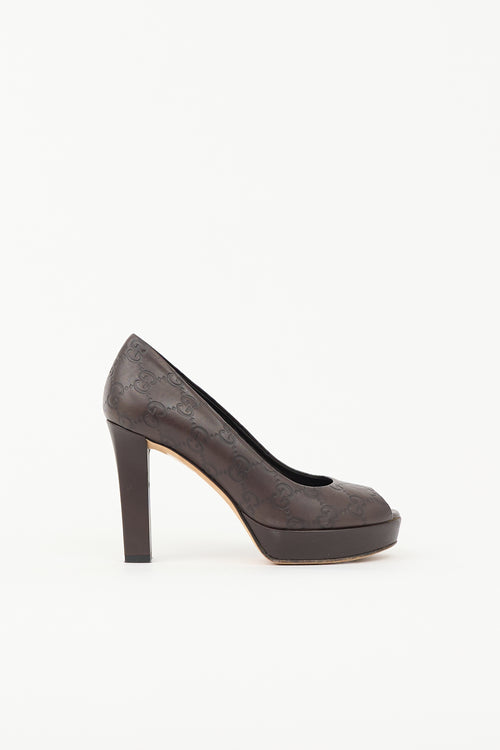 Gucci Leather Guccissima Pump