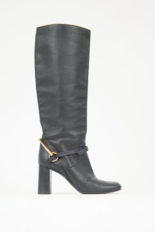 Gucci Leather Hardware Knee Boot