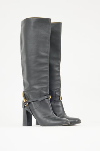 Gucci Leather Hardware Knee Boot