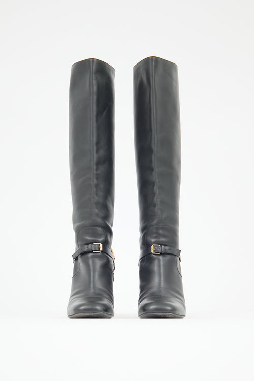 Gucci Leather Hardware Knee Boot