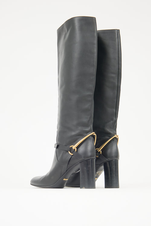 Gucci Leather Hardware Knee Boot