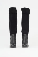 Gucci Leather & Knit Wedge Boot