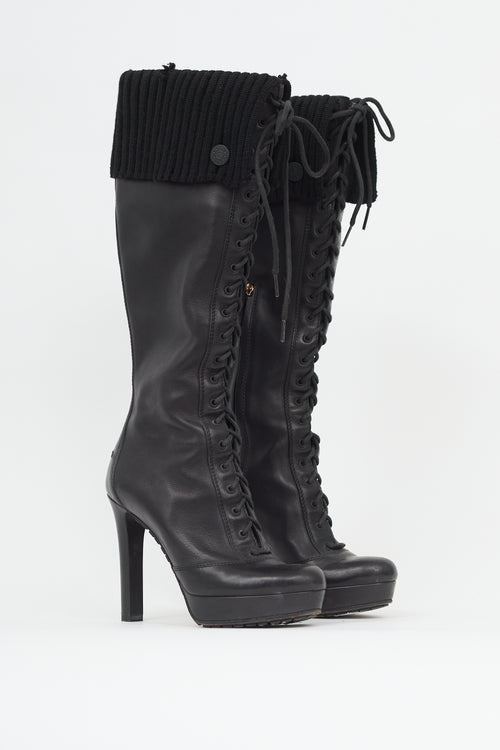 Gucci Leather Lace Up Boot