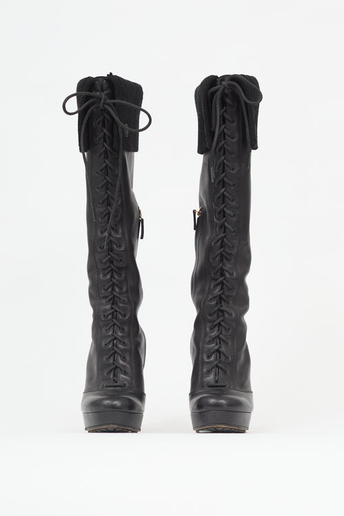 Gucci Leather Lace Up Boot