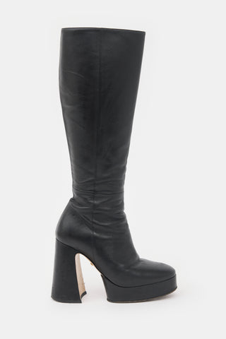 Gucci Leather Platform Knee Boot