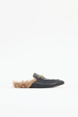 Gucci Leather & Fur Princetown Mule