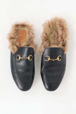 Gucci Leather & Fur Princetown Mule