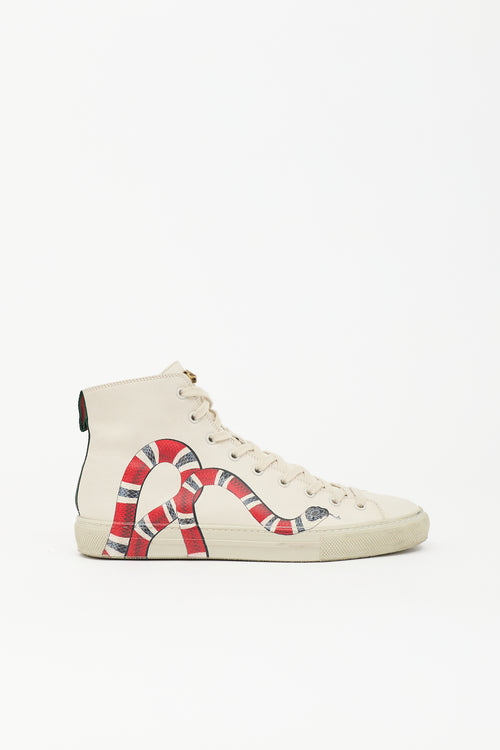 Gucci Leather Printed High Top Sneaker