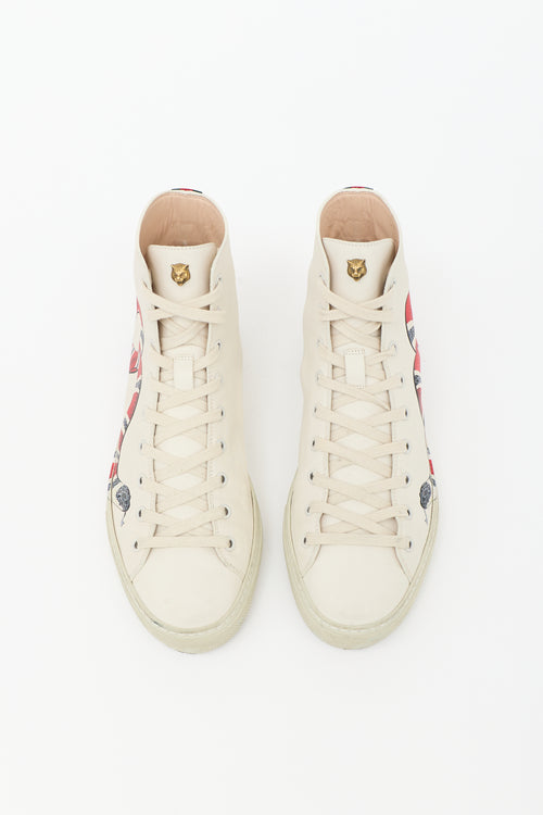 Gucci Leather Printed High Top Sneaker