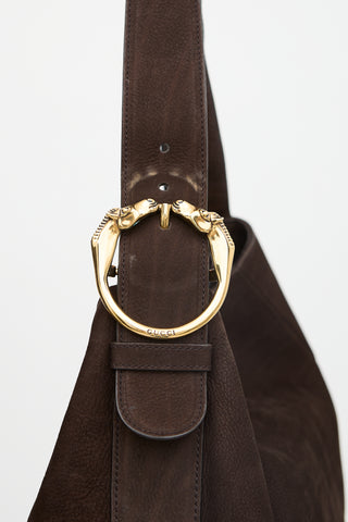 Gucci Leather Ribot Buckle Tote Bag