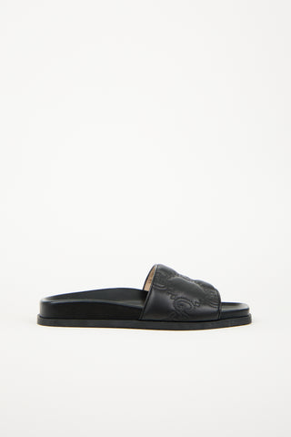 Gucci Leather Jumbo GG Slide