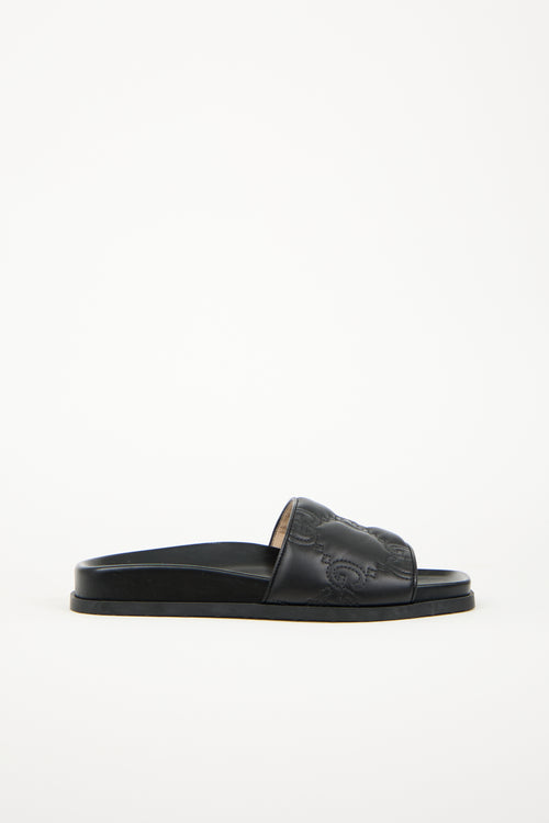 Gucci Leather Jumbo GG Slide
