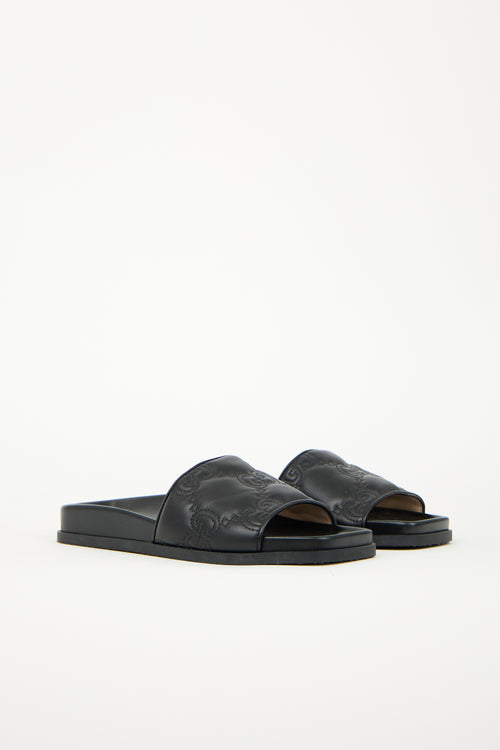 Gucci Leather Jumbo GG Slide