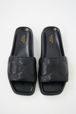 Gucci Leather Jumbo GG Slide