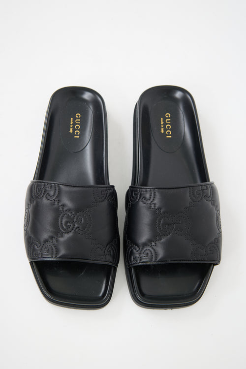 Gucci Leather Jumbo GG Slide
