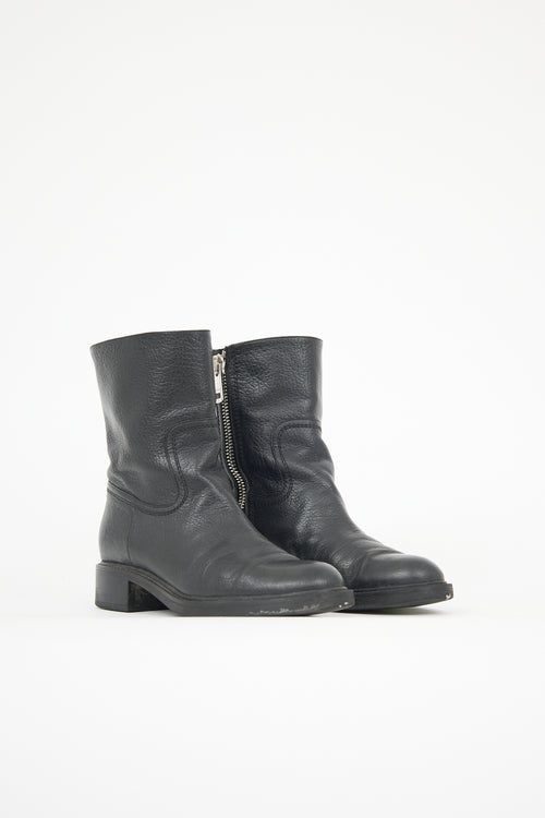 Gucci Leather Zip Ankle Boot