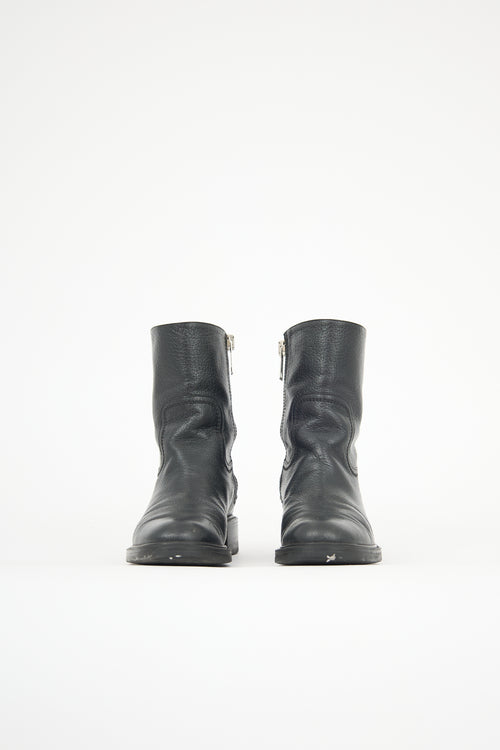 Gucci Leather Zip Ankle Boot