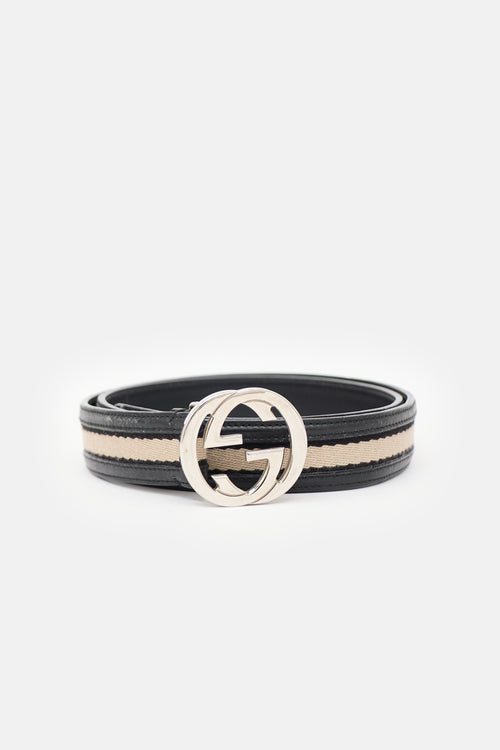 Gucci Leather & Canvas GG Belt