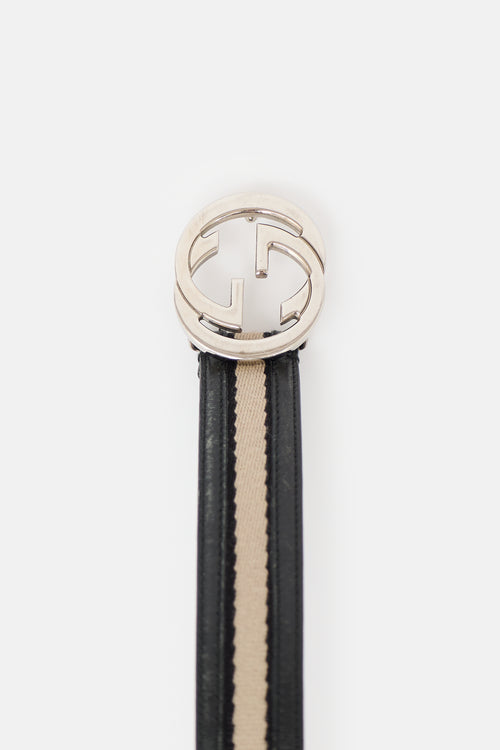 Gucci Leather & Canvas GG Belt