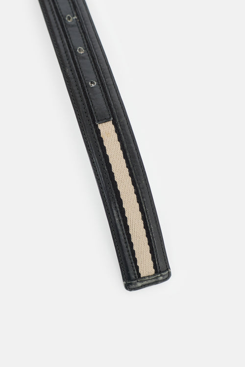 Gucci Leather & Canvas GG Belt