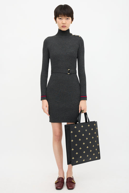 Gucci Leather Bee Star Tote Bag