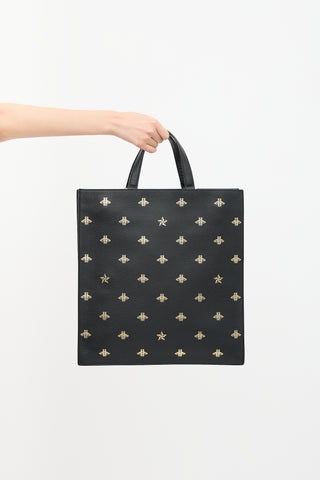 Gucci Leather Bee Star Tote Bag