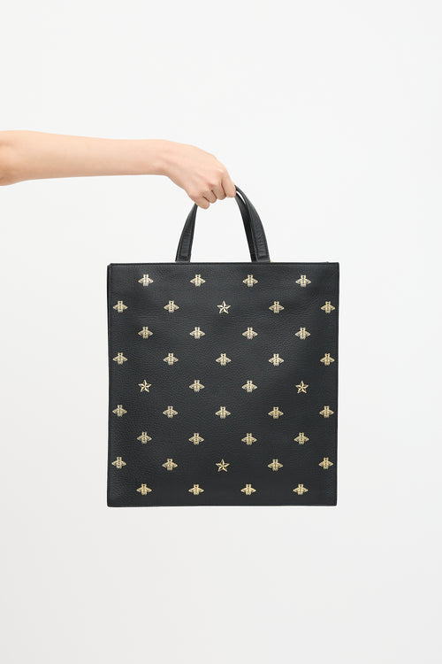 Gucci Leather Bee Star Tote Bag