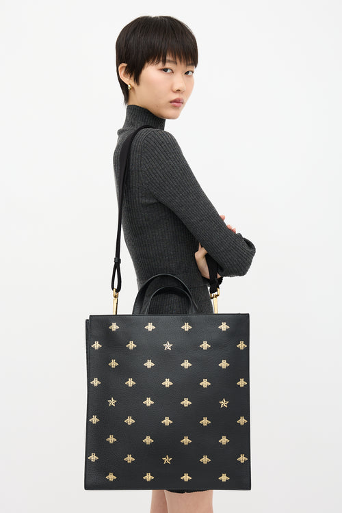 Gucci Leather Bee Star Tote Bag