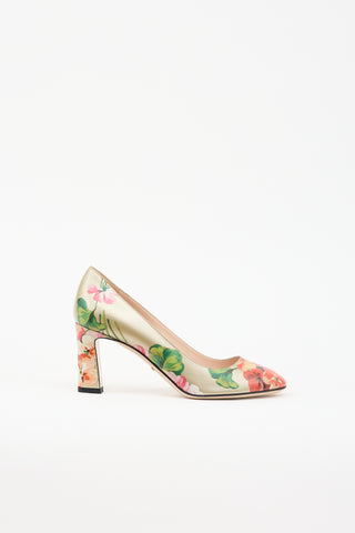 Gucci Leather Blooms Pump