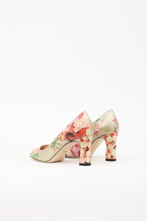 Gucci Leather Blooms Pump