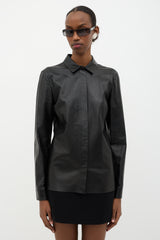 Gucci Leather Concealed Button Shirt