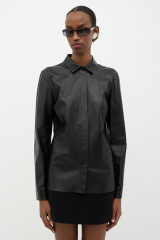 Gucci Leather Concealed Button Shirt