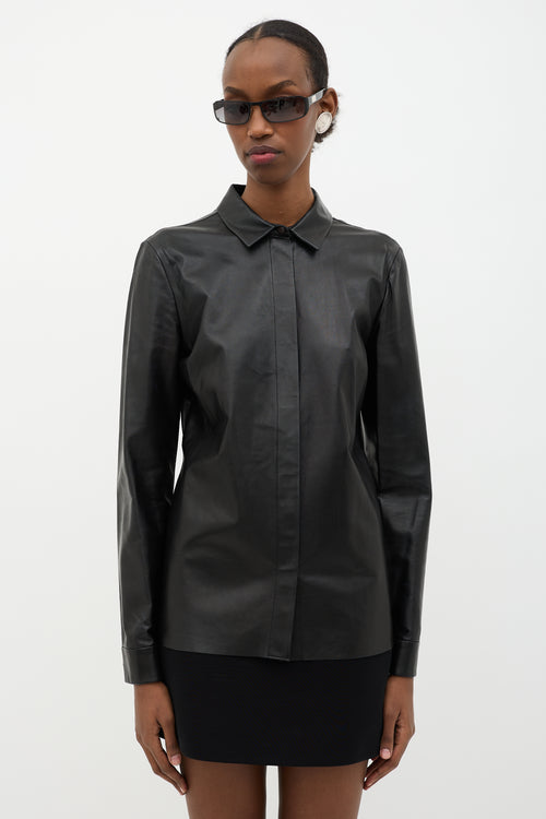 Gucci Leather Concealed Button Shirt